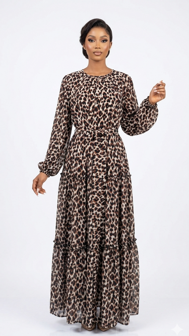 Elegant Tiered Leopard Print Maxi