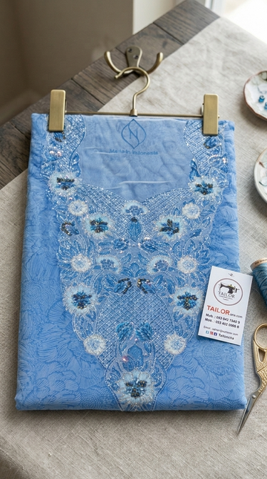 Royal Blue Embroidered Artisan Fabric
