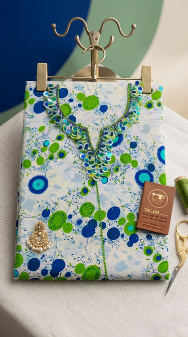 Luxurious Verdant Meadow Embroidered Mukhawar