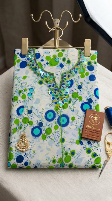 Luxurious Verdant Meadow Embroidered Mukhawar