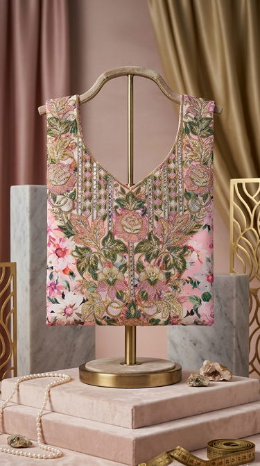 premium Mukhawar, showcasing a masterful blend of floral artistry and heavy, ornate embellishment.
