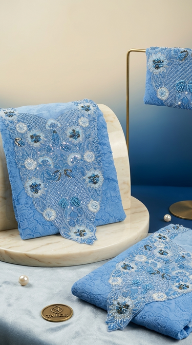 Royal Blue Embroidered Artisan Fabric