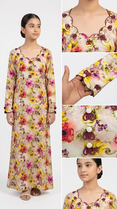 Ryan cotton fabric piping neck design