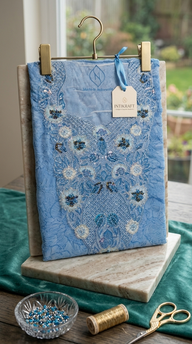Royal Blue Embroidered Artisan Fabric