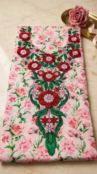 Mukawar fabric unsthing Italian silk