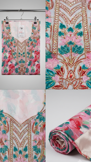 Mukawar fabric unsthing Italian silk
