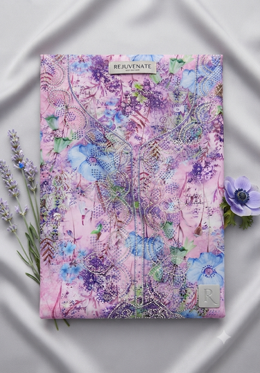 Exquisite Floral Embroidered  Unstitche mukawar Creep fabric
