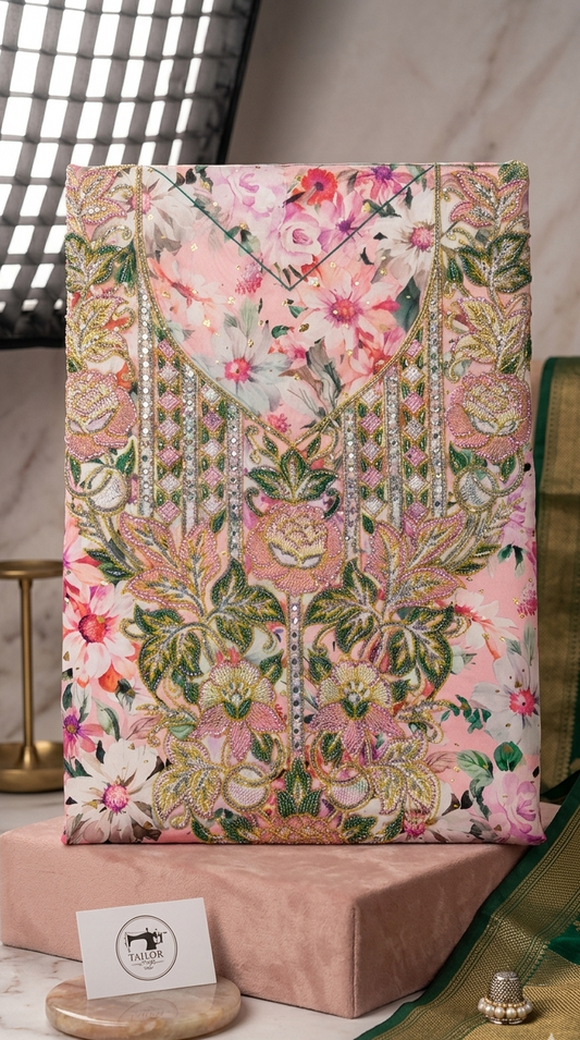 premium Mukhawar, showcasing a masterful blend of floral artistry and heavy, ornate embellishment.
